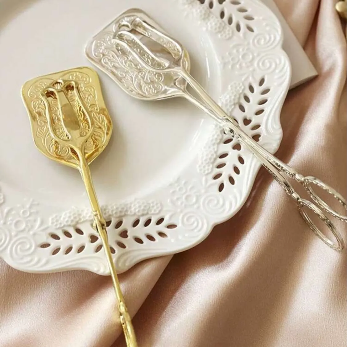 Gold Decorative Dessert Tongs