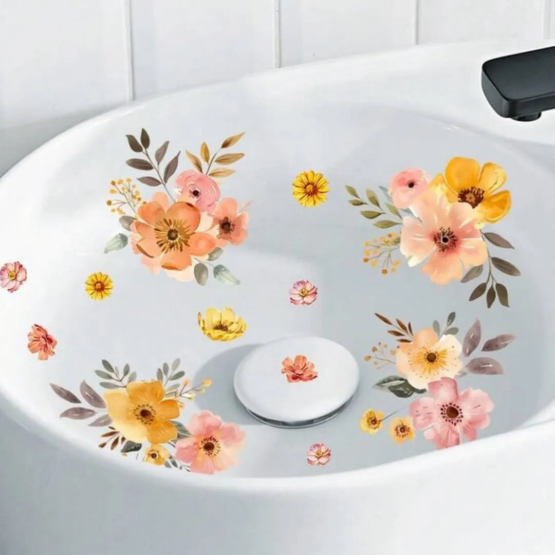 Floral Pattern Bathroom Vessel Sink