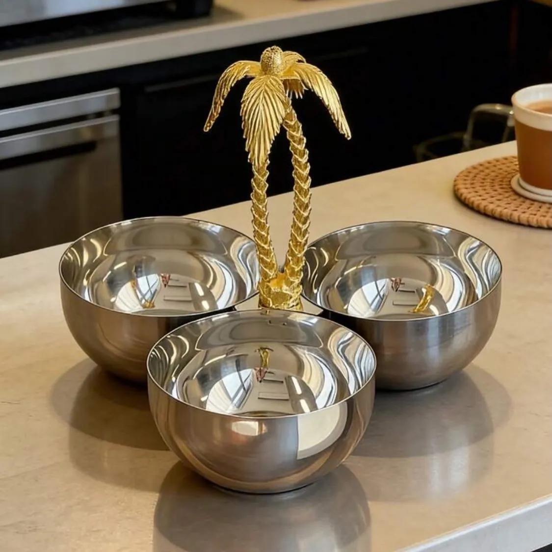Golden Palm Tree Bowl Set