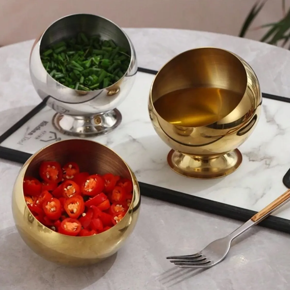 Golden Palm Tree Bowl Set