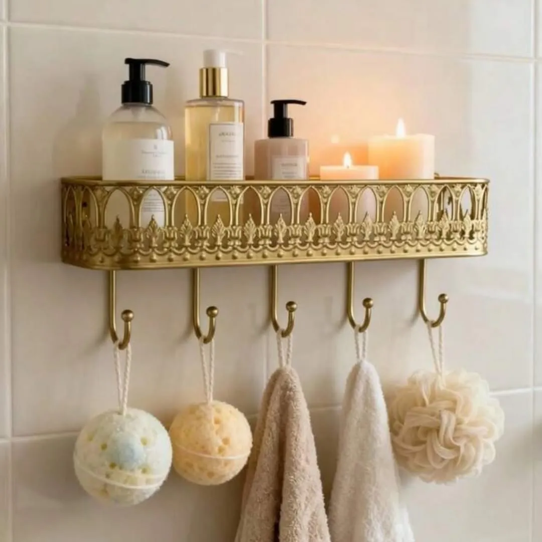 Wall-Mounted Decorative Shelf with Hooks