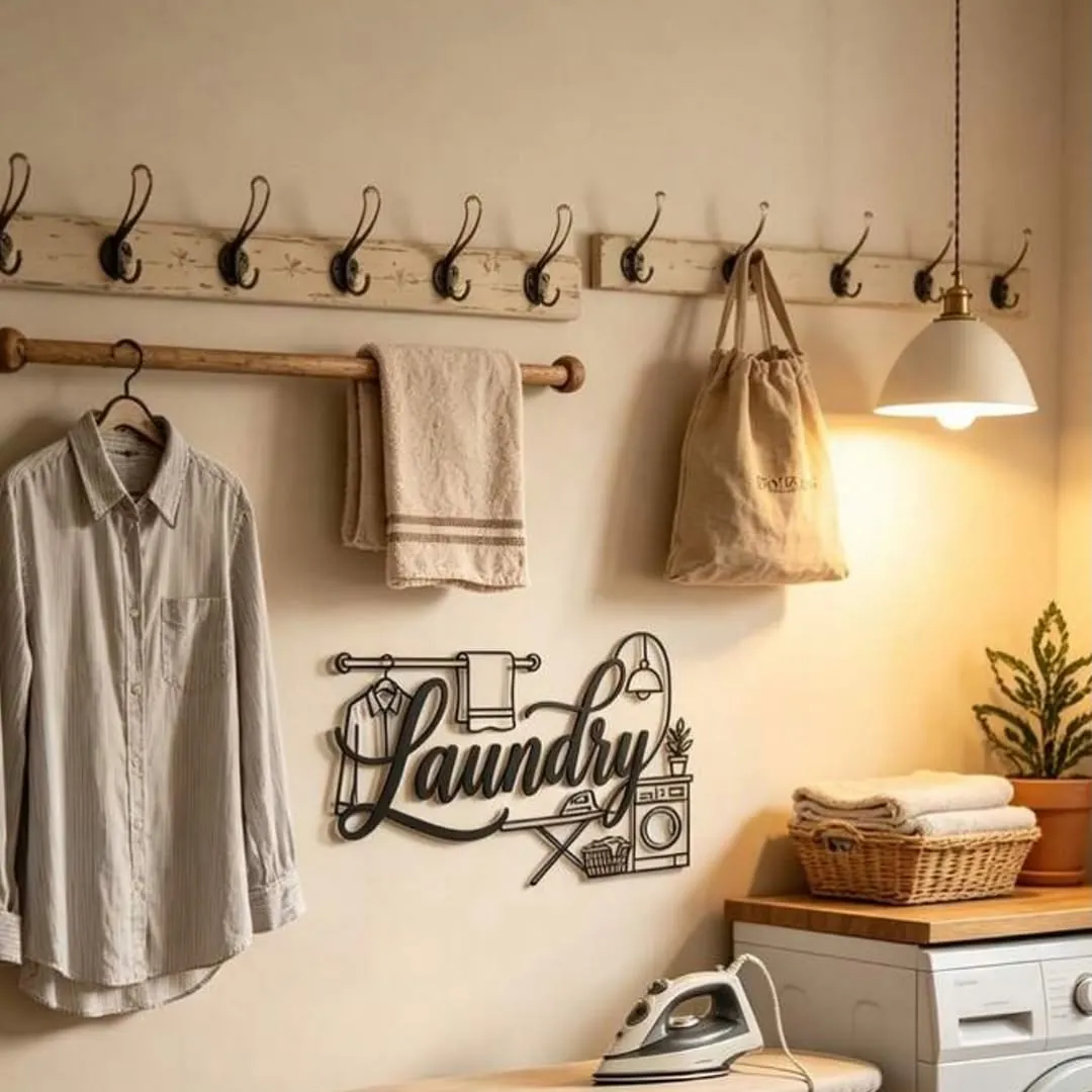 Wall-Mounted Decorative Shelf with Hooks