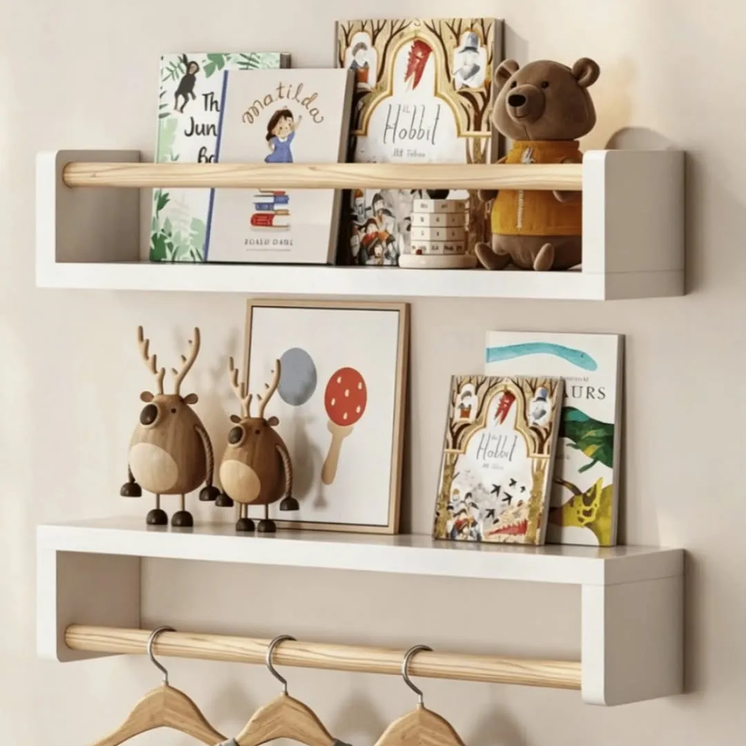 Wall-Mounted Decorative Shelf with Hooks
