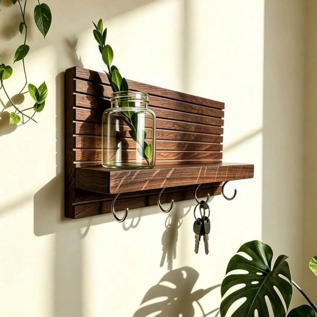 Wall-Mounted Decorative Shelf with Hooks