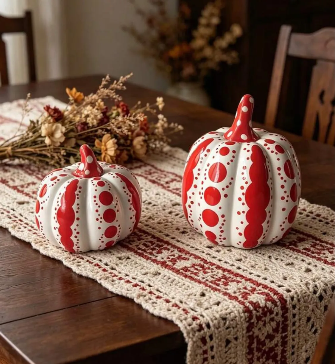 Heart Pattern Ceramic Pumpkin Containers