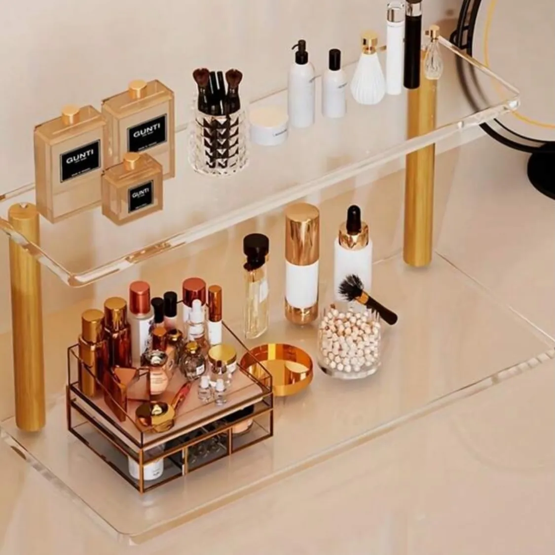 Wooden Kitchen Shelf with Acrylic Supports