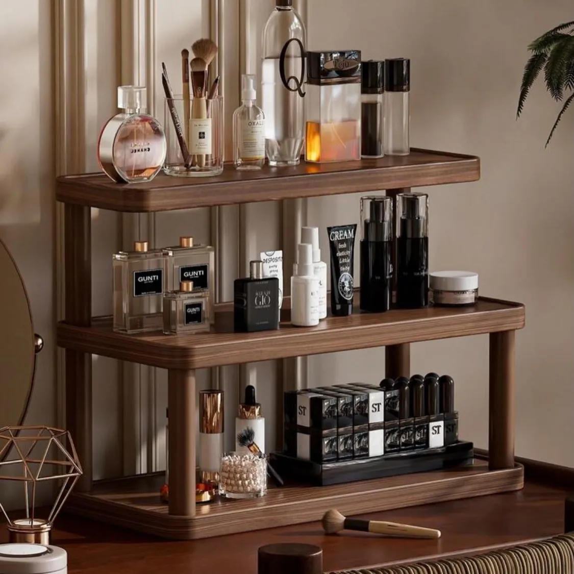 Wooden Kitchen Shelf with Acrylic Supports