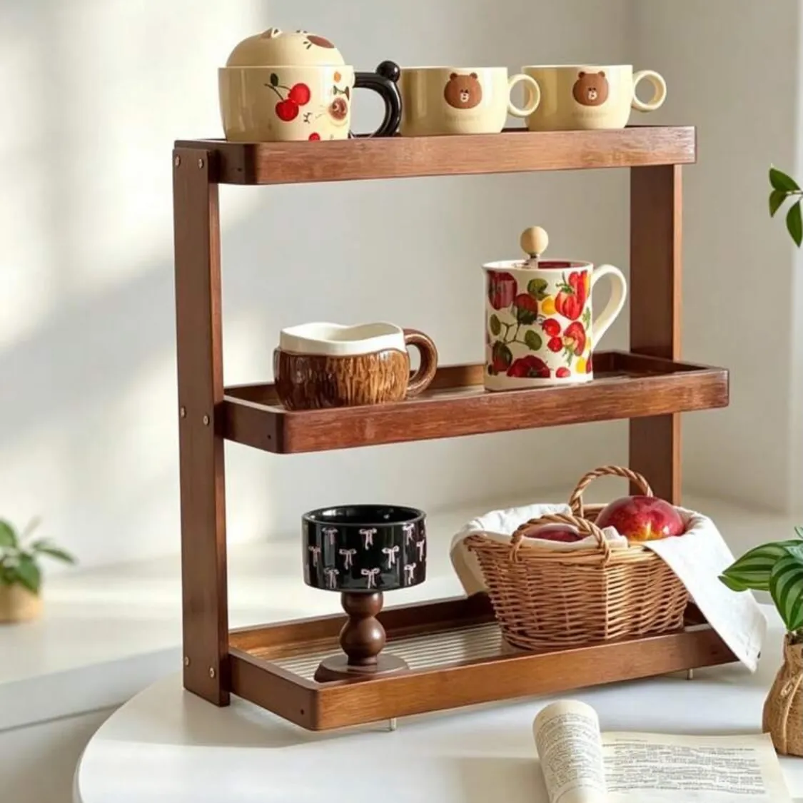 Wooden Kitchen Shelf with Acrylic Supports