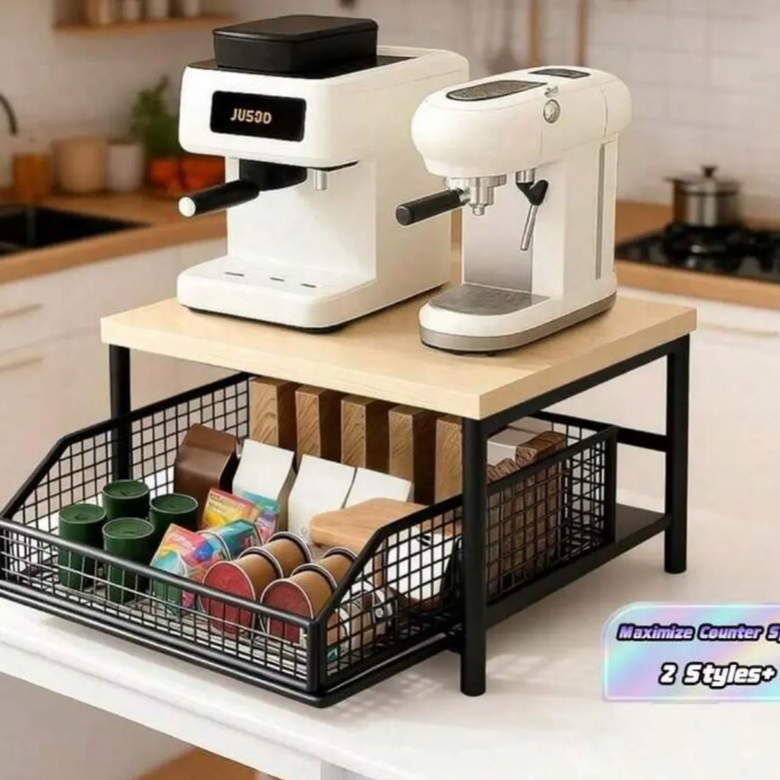 Wooden Kitchen Shelf with Acrylic Supports
