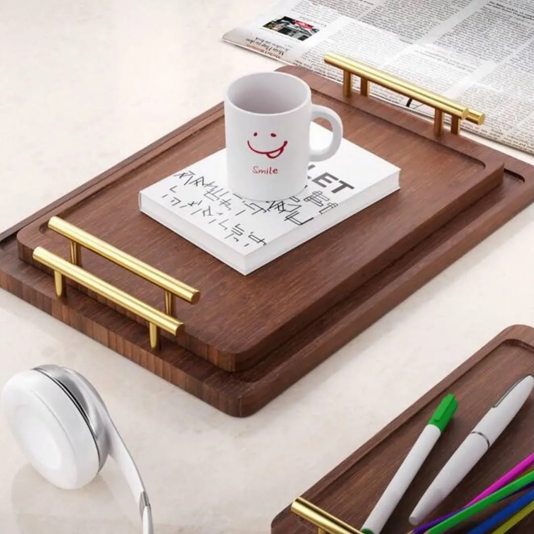 Bamboo Serving Trays Set