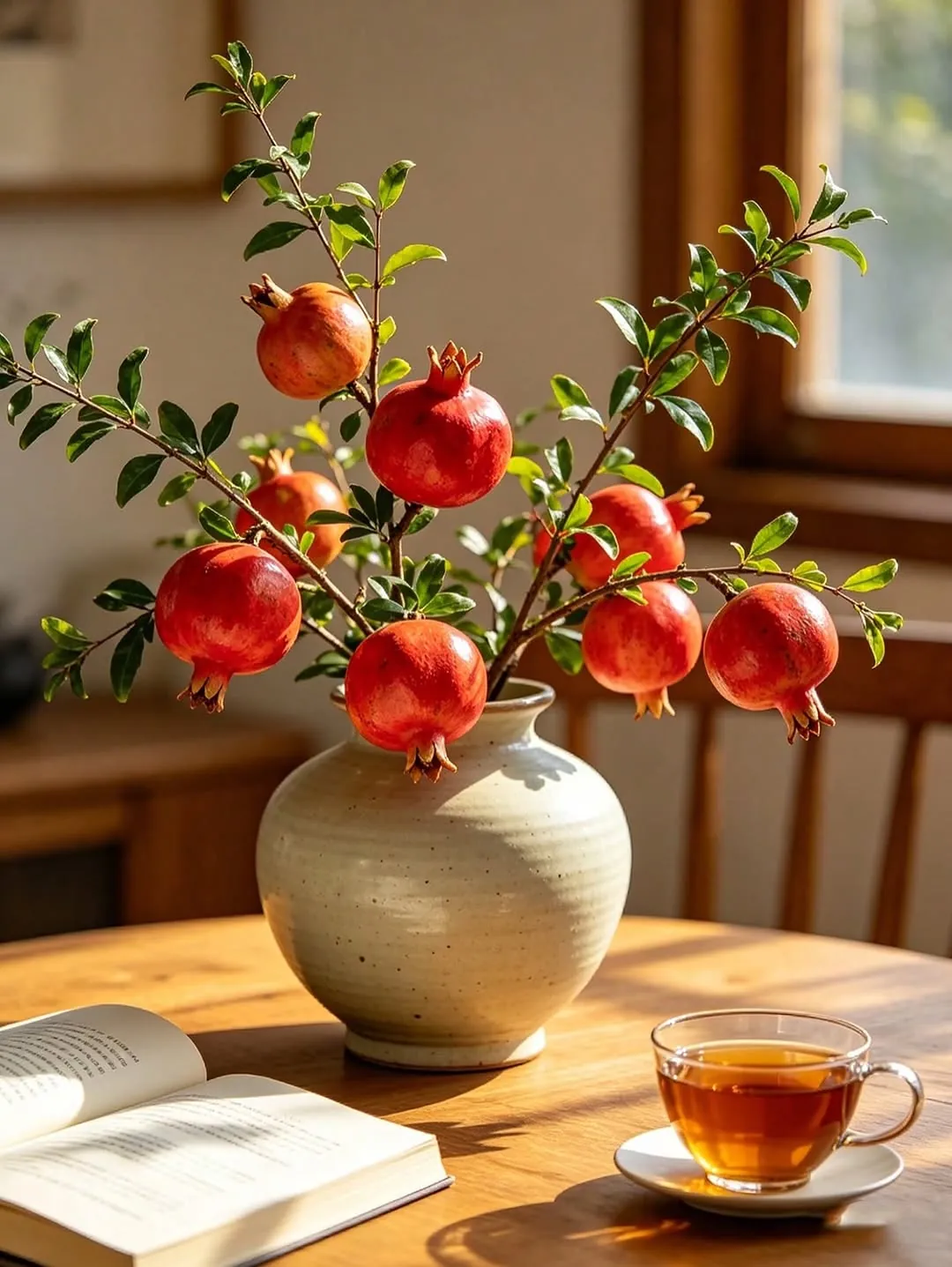 Decorative Vase with Pomegranate Branches