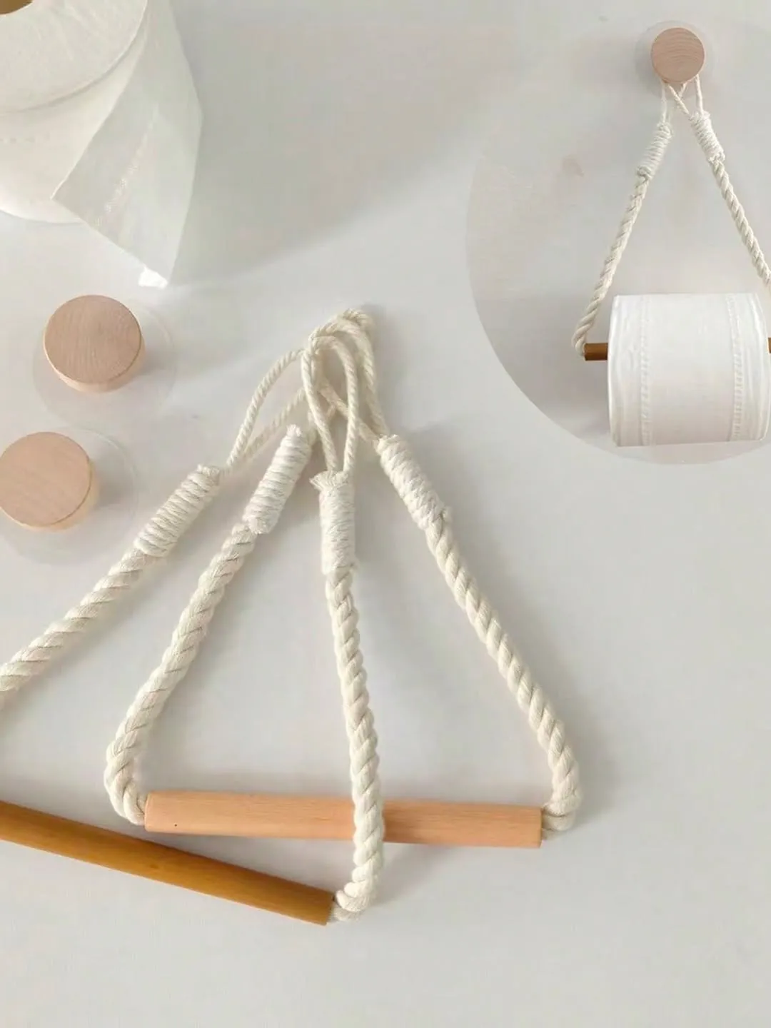 Wooden Rope Toilet Paper Holder