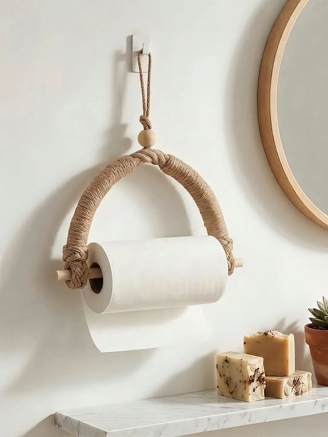 Wooden Rope Toilet Paper Holder