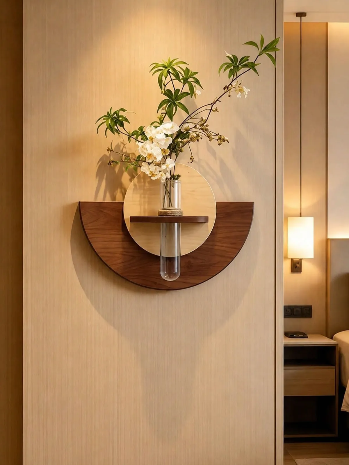 Modern Wall-Mounted Decorative Shelf with Vase
