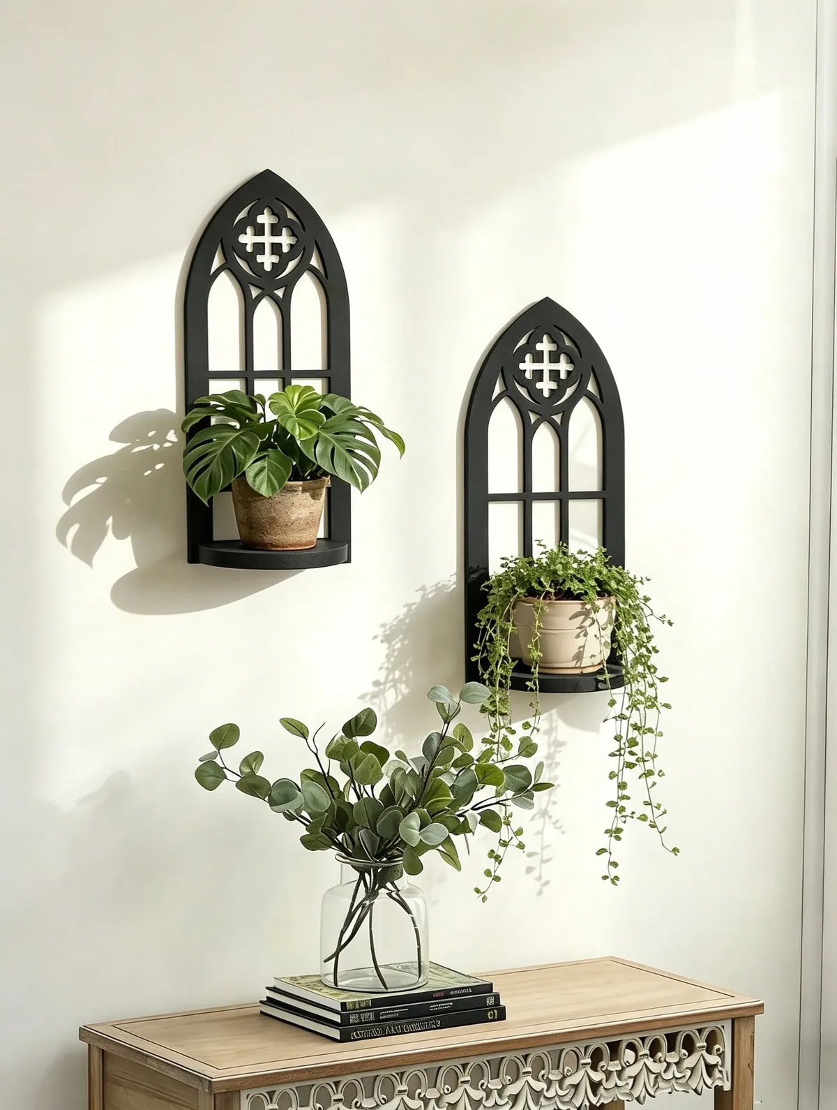 Modern Wall-Mounted Decorative Shelf with Vase