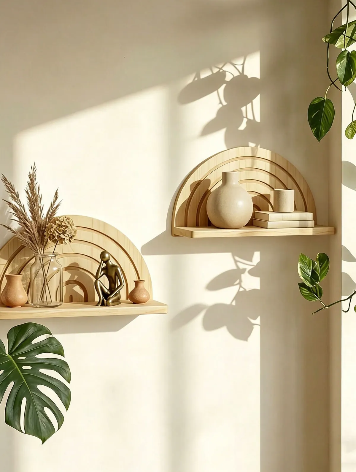 Modern Wall-Mounted Decorative Shelf with Vase