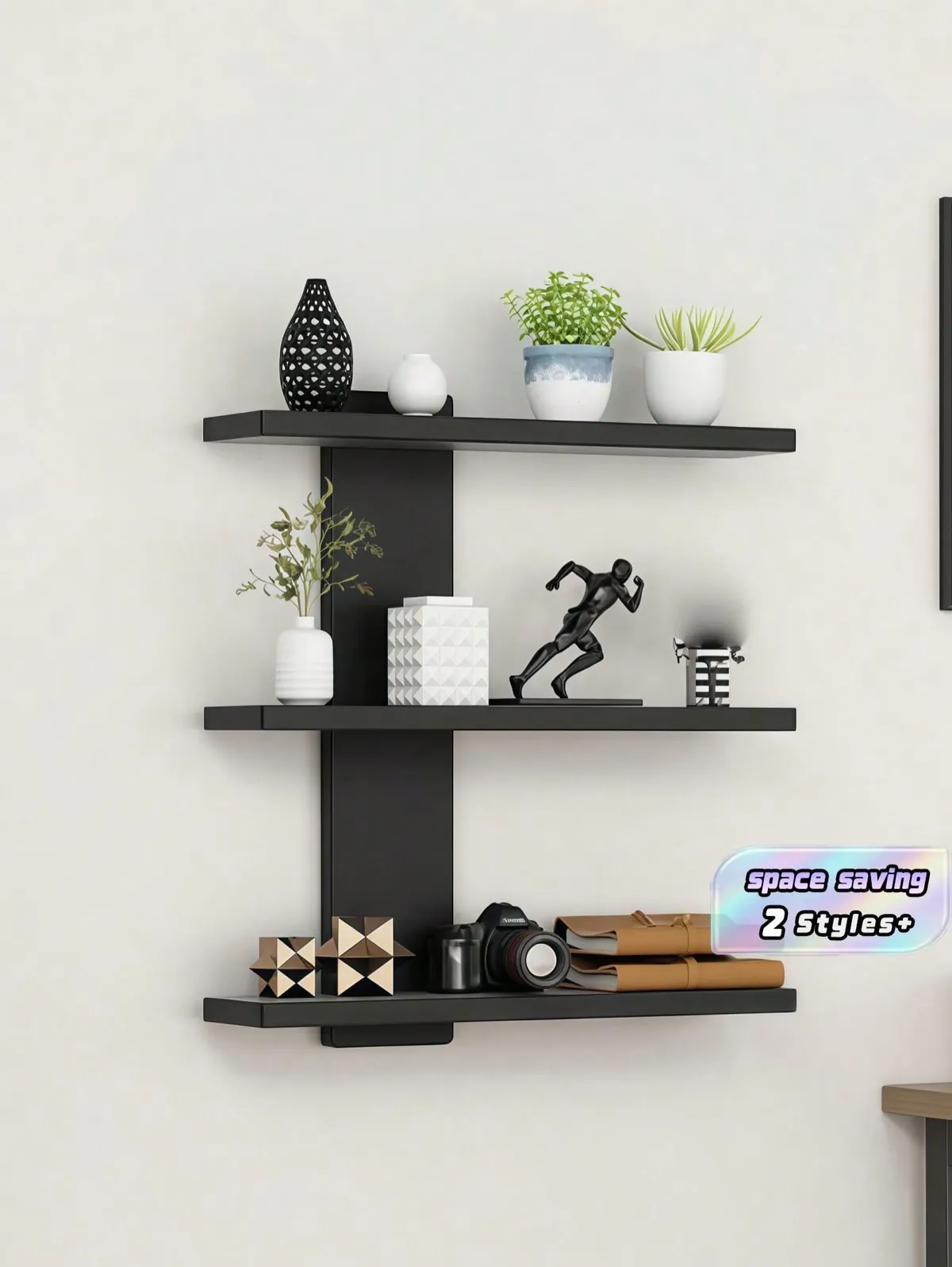 Modern Wall-Mounted Decorative Shelf with Vase