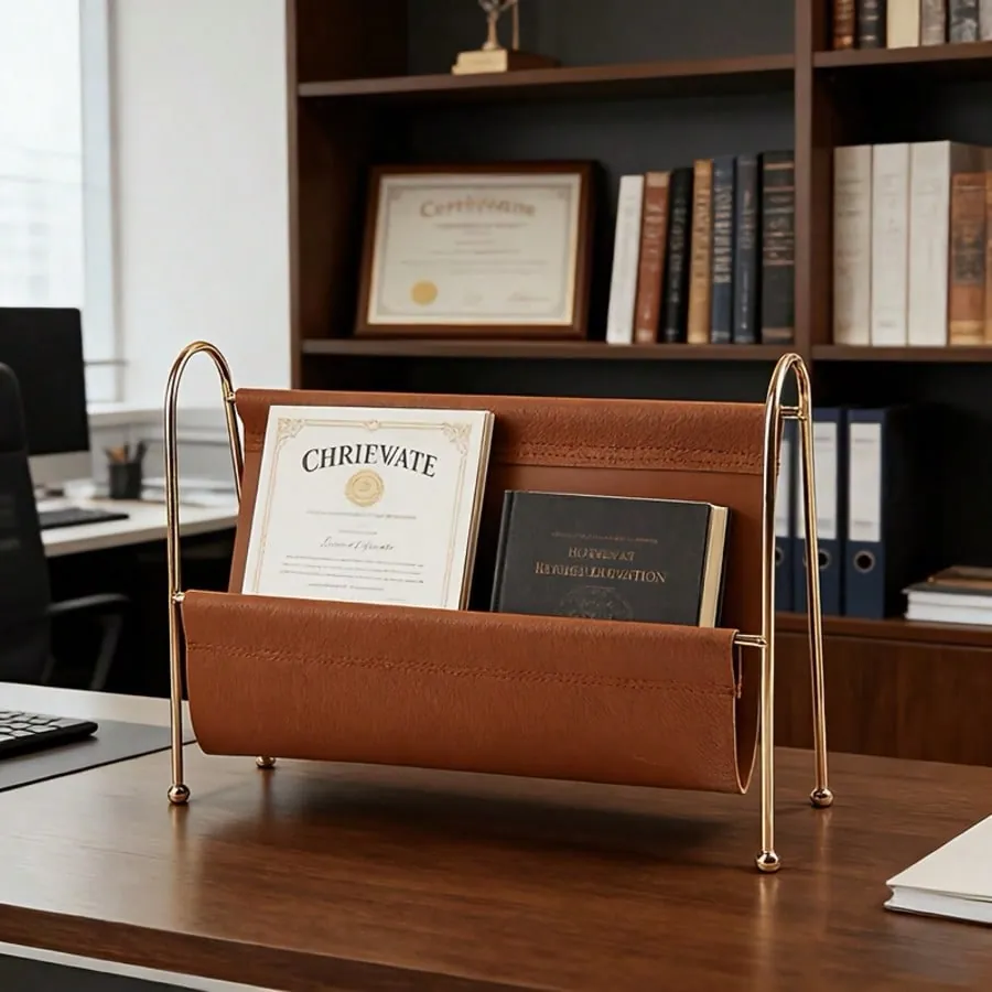 Leather Desk Organizer/Magazine Holder