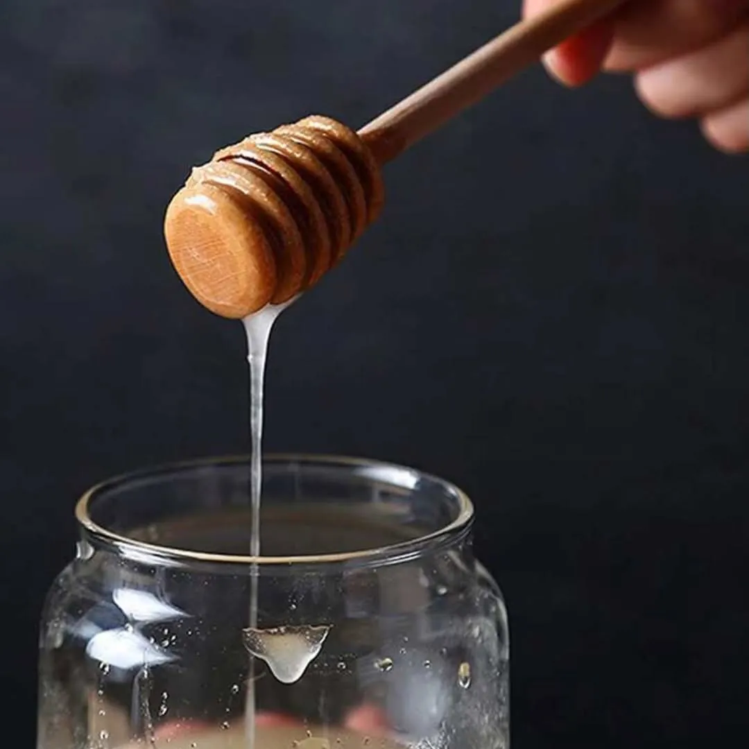 Honey Jar with Wooden Stand and Dipper