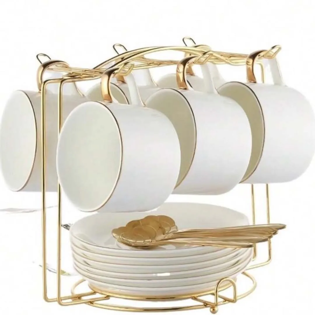 Gold Coffee Cup and Saucer Holder