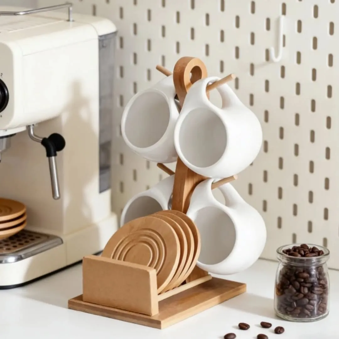 Gold Coffee Cup and Saucer Holder