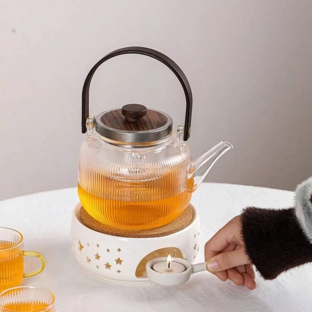 Glass Teapot with Warming Stand