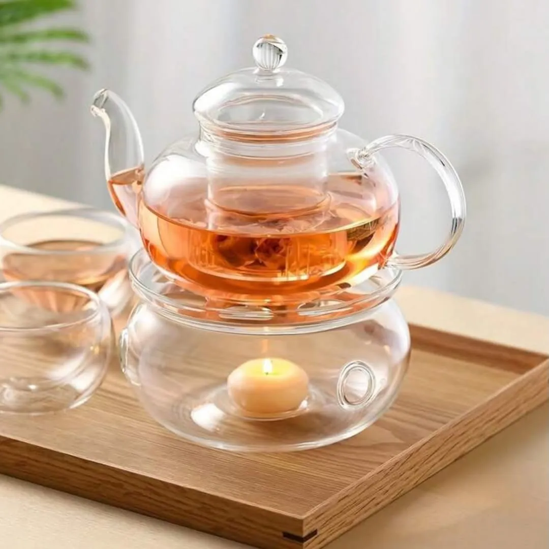 Glass Teapot with Warming Stand
