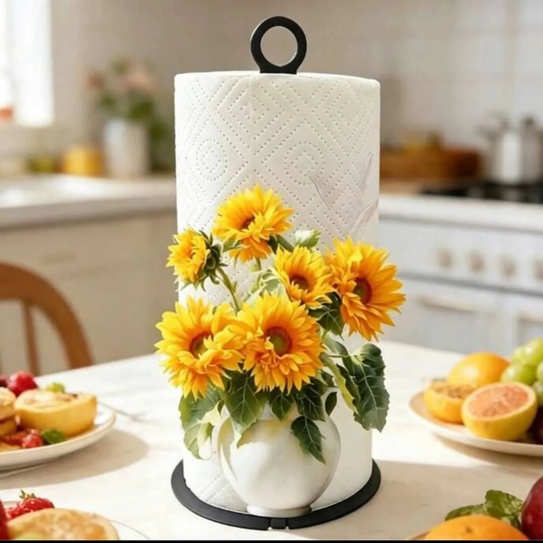 Paper Towel Holder with Flower Vase
