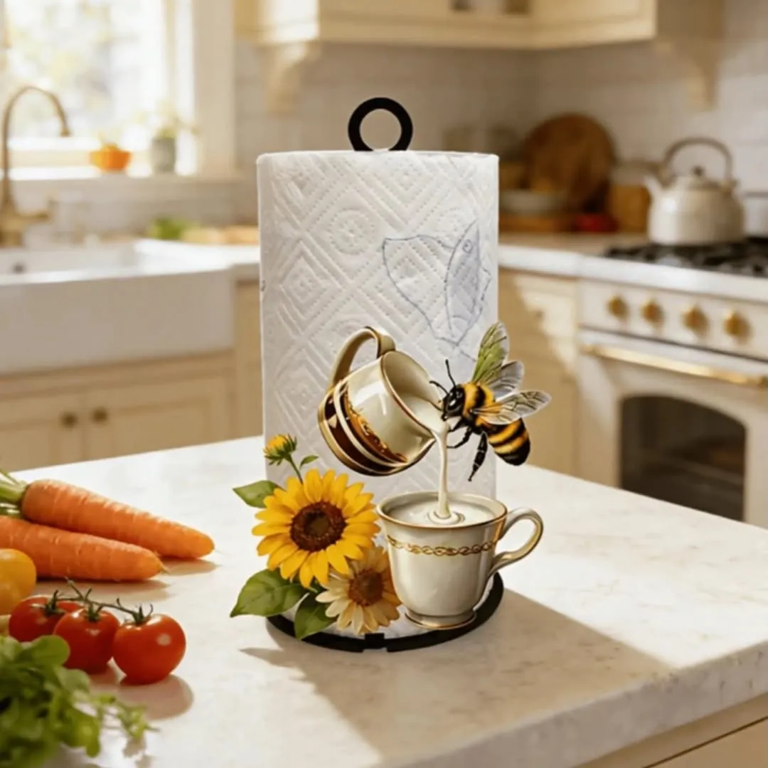 Paper Towel Holder with Flower Vase