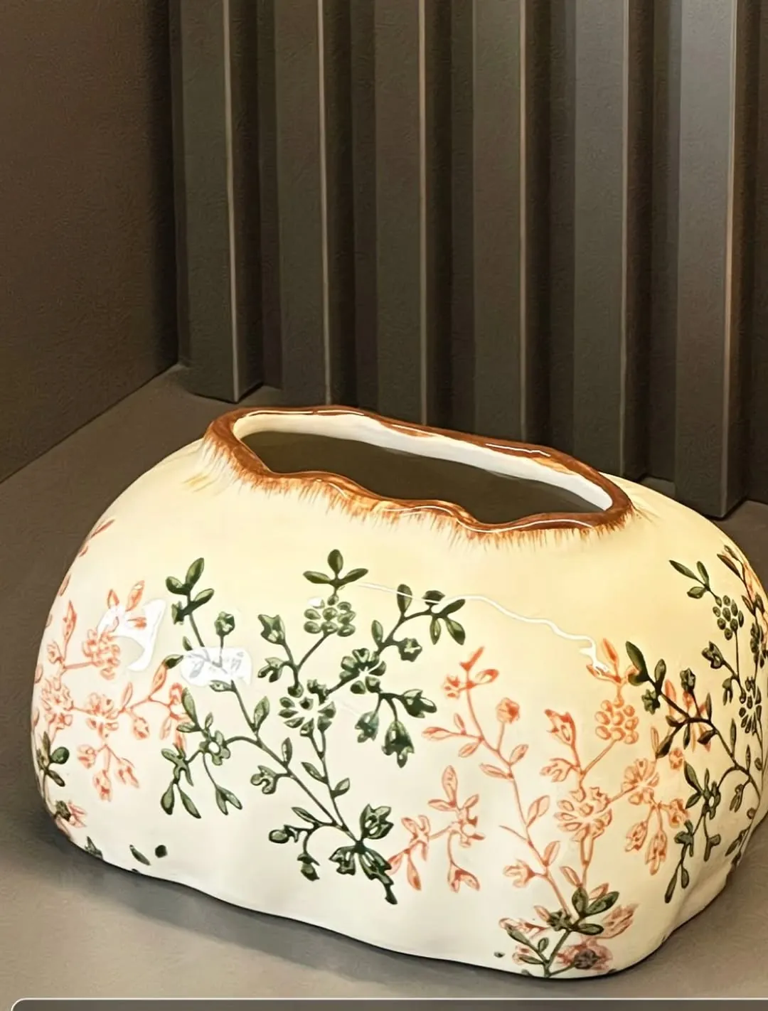 Floral Ceramic Tissue Box and Jar Set