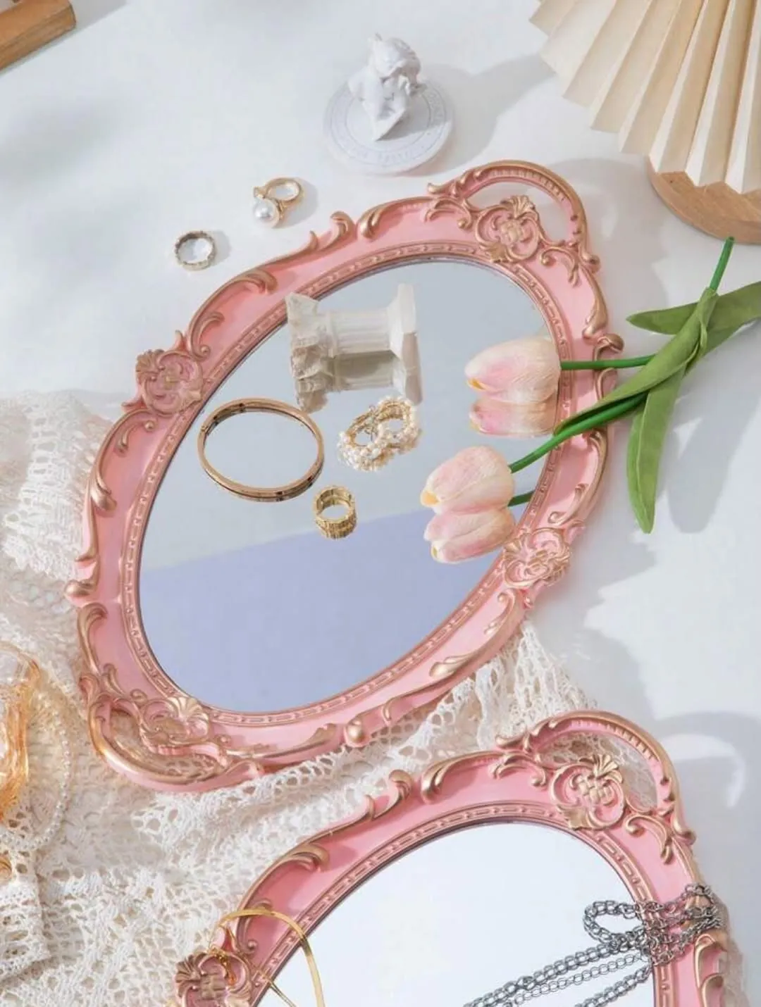 Vintage Pink Decorative Mirror