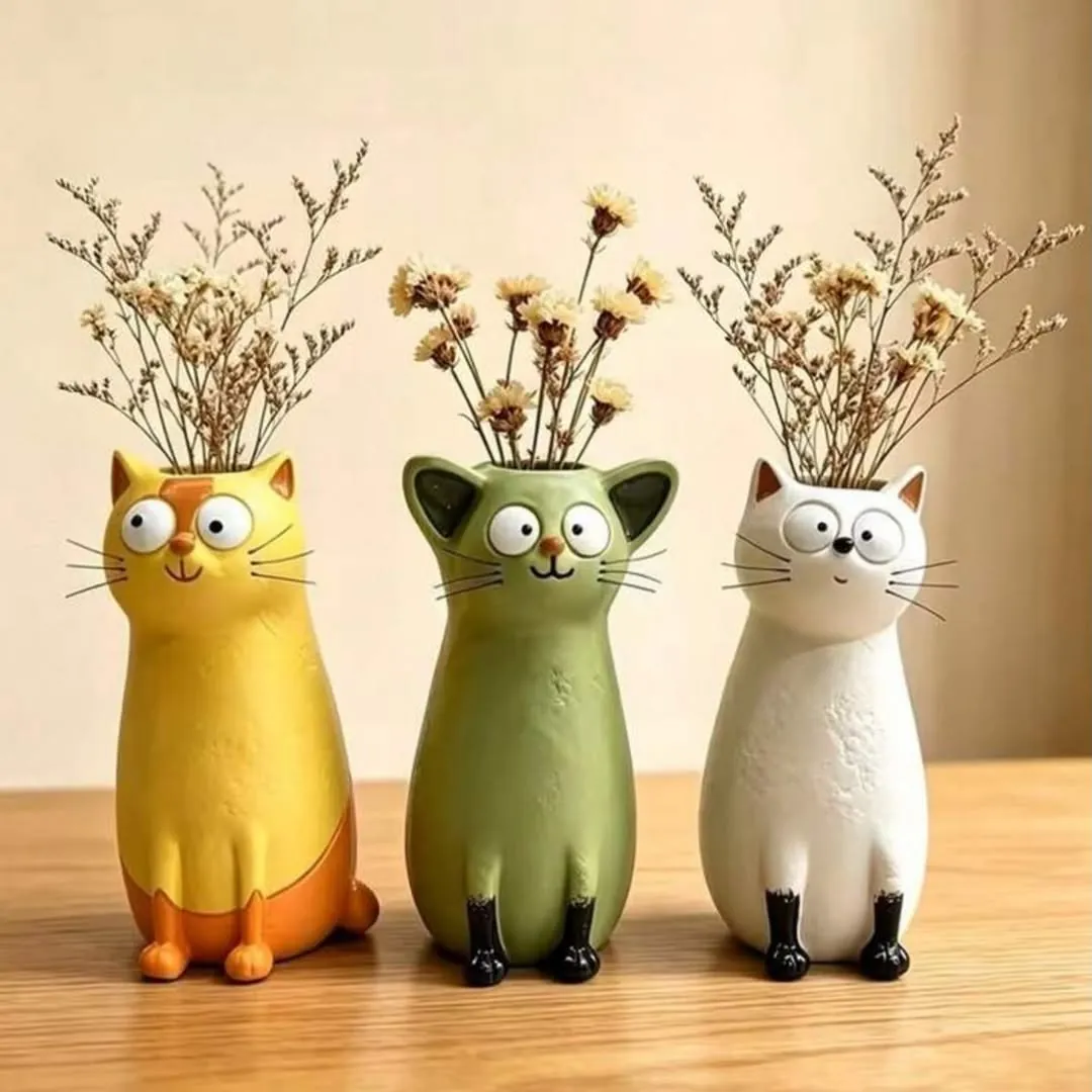 Cat-Shaped Decorative Vases
