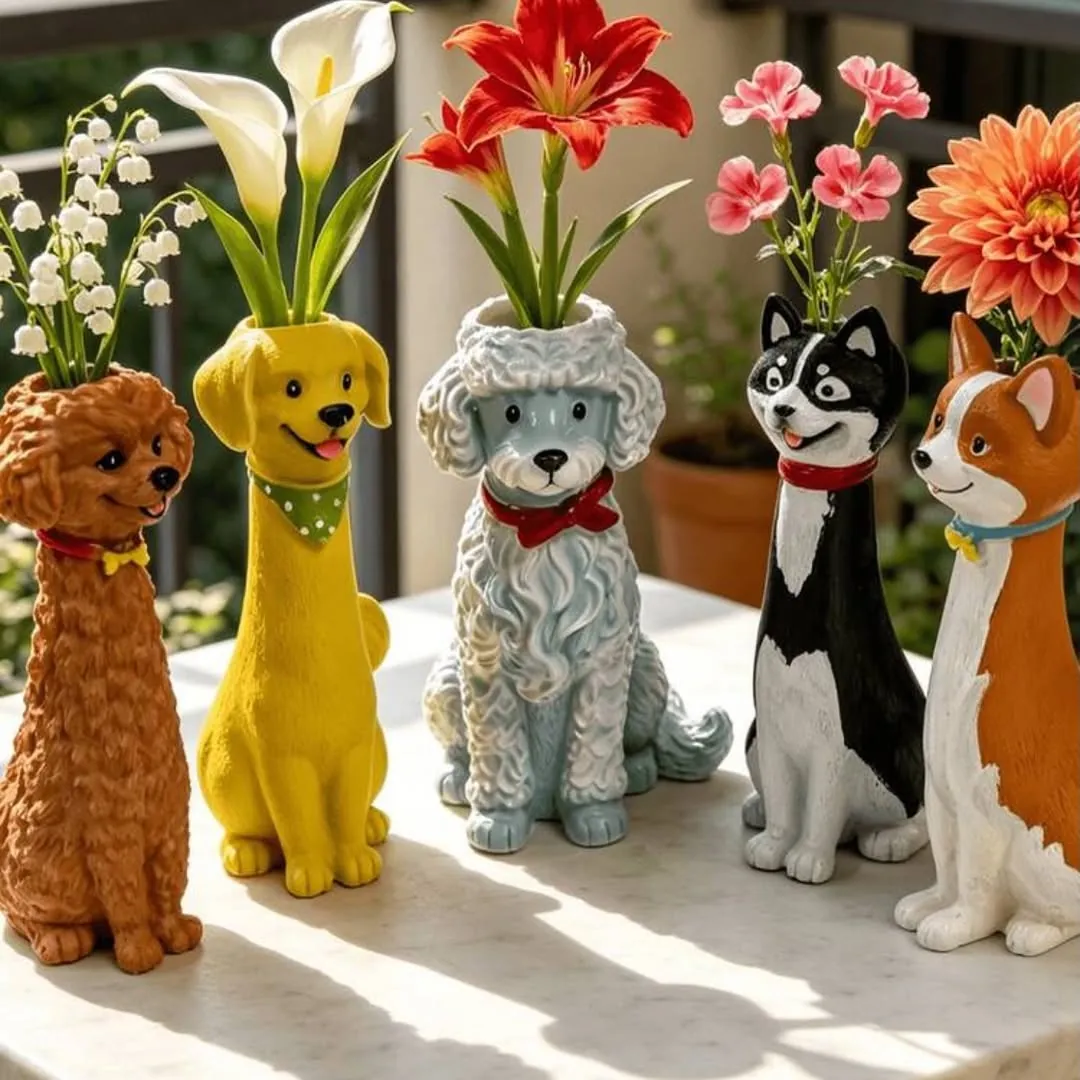Cat-Shaped Decorative Vases