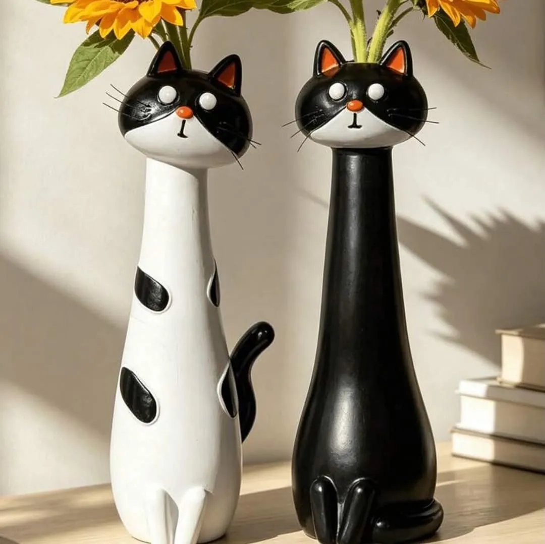 Cat-Shaped Decorative Vases