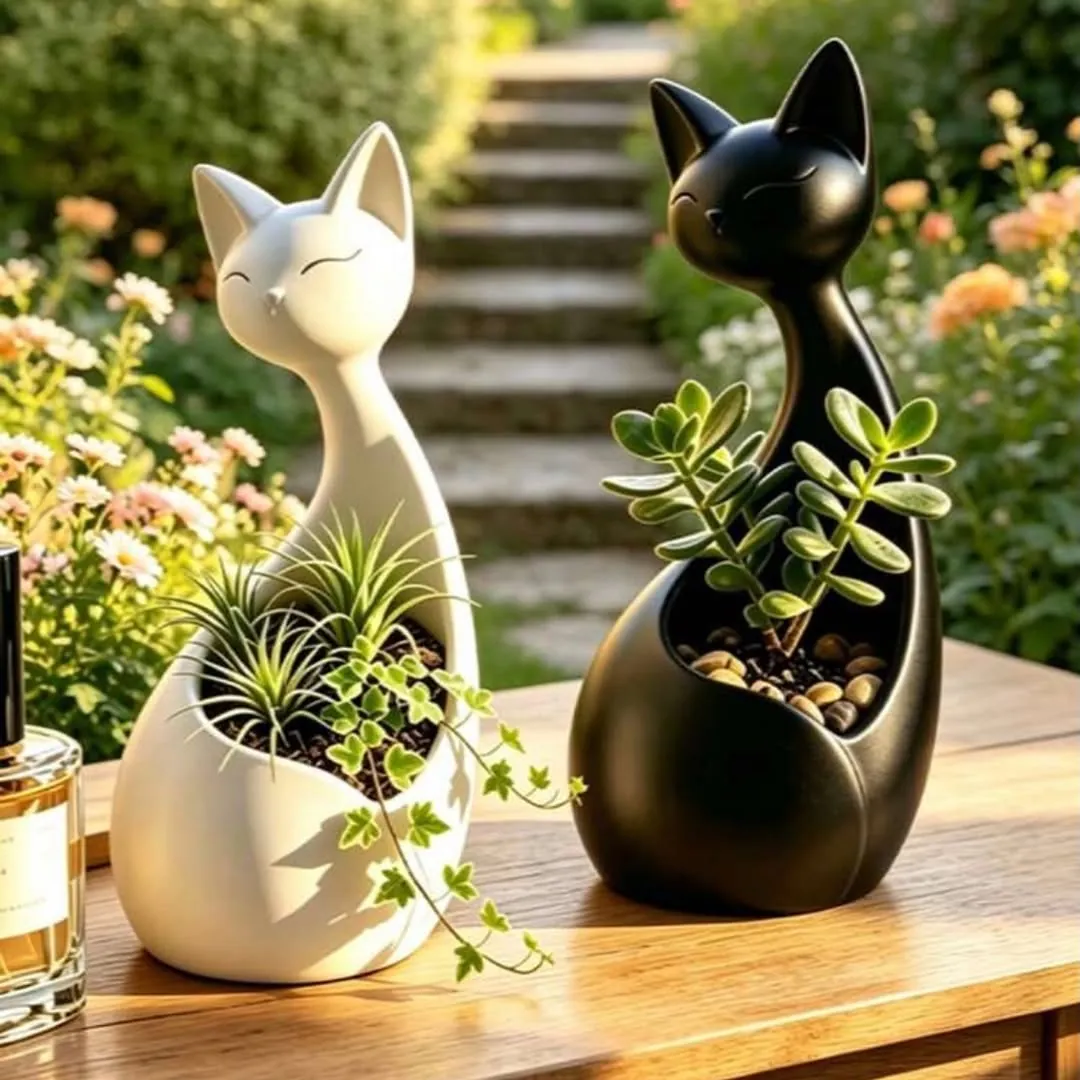 Cat-Shaped Decorative Vases