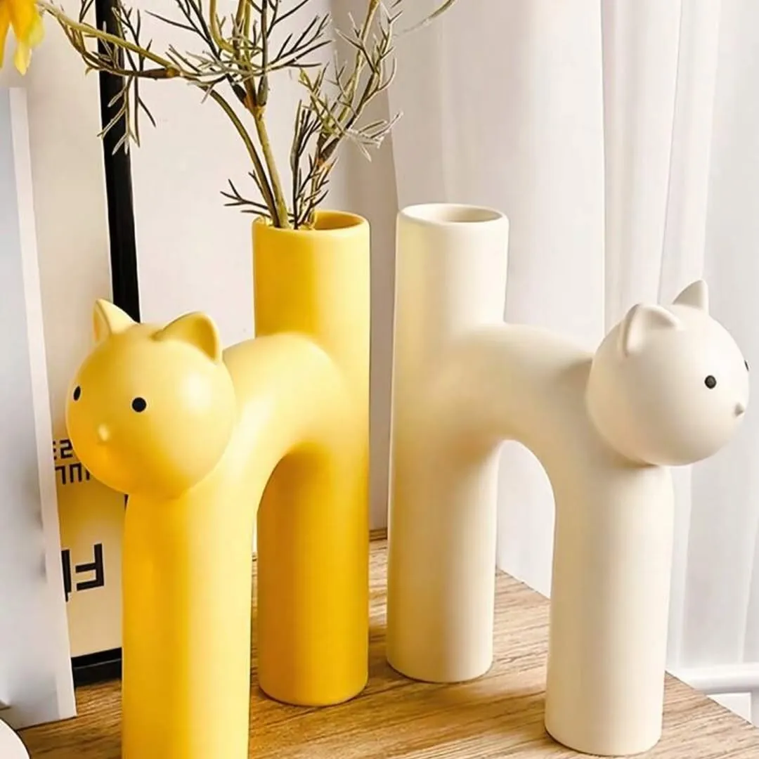 Cat-Shaped Decorative Vases