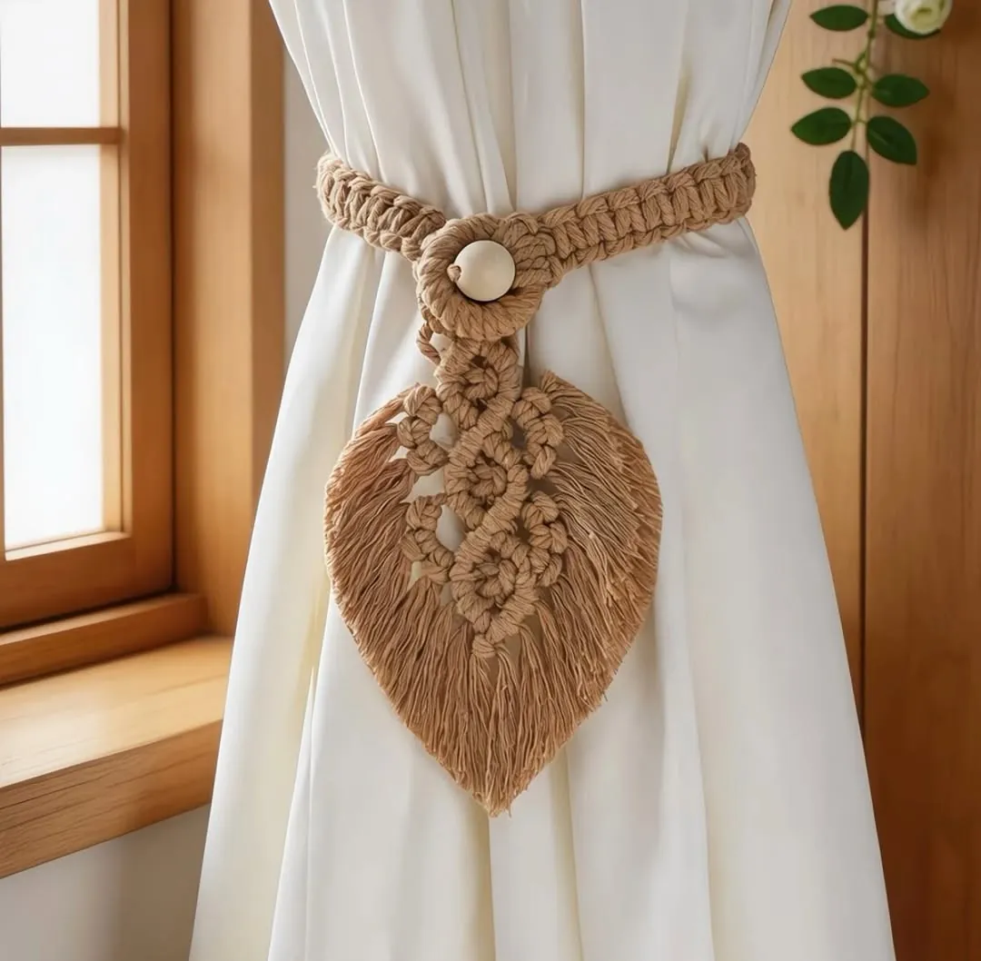 Macrame Leaf Curtain Tieback