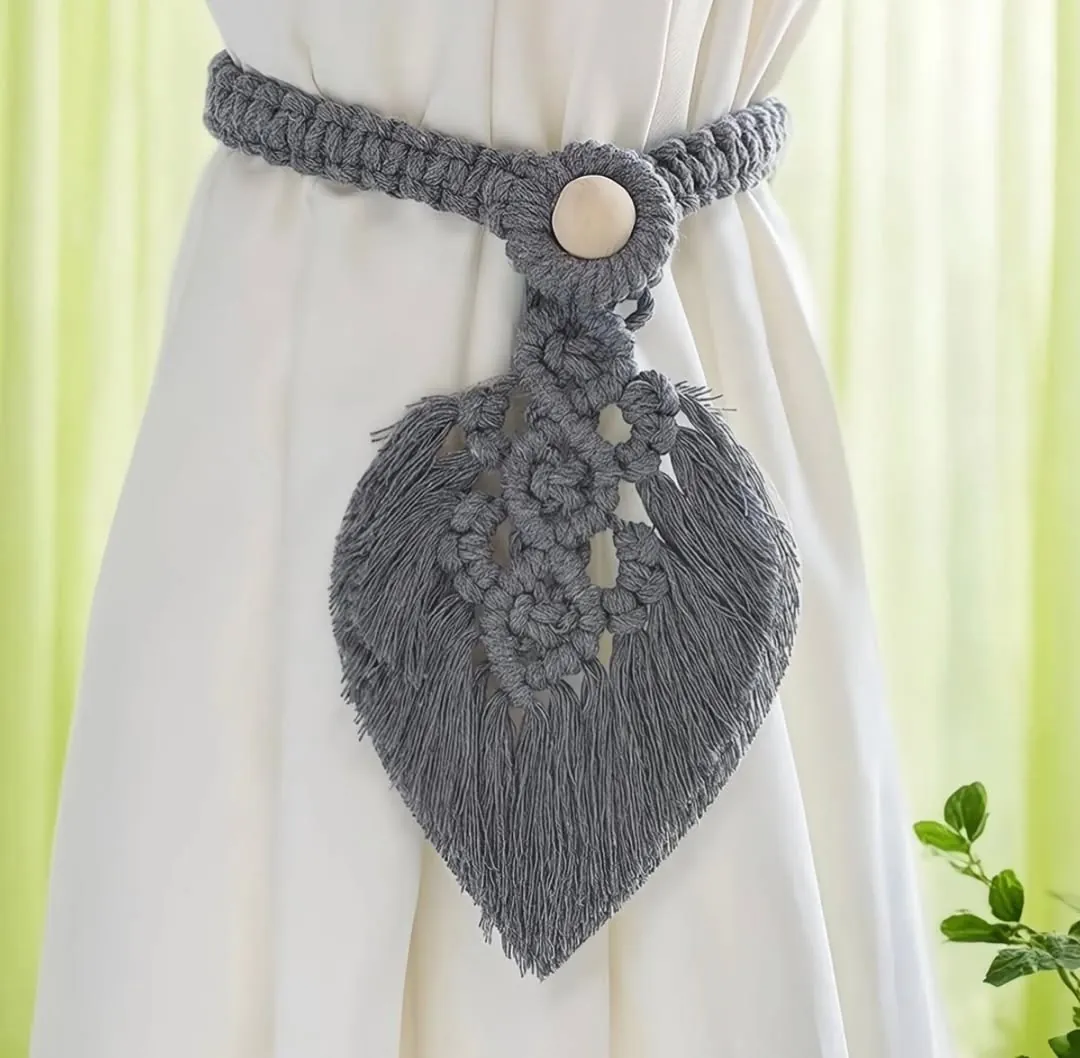 Macrame Leaf Curtain Tieback