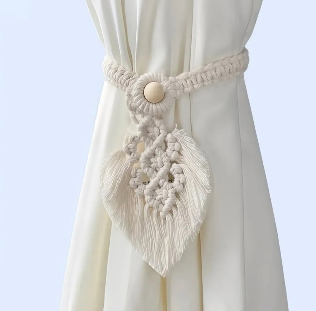 Macrame Leaf Curtain Tieback