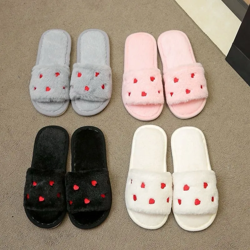 Women's Fuzzy Bow Slippers