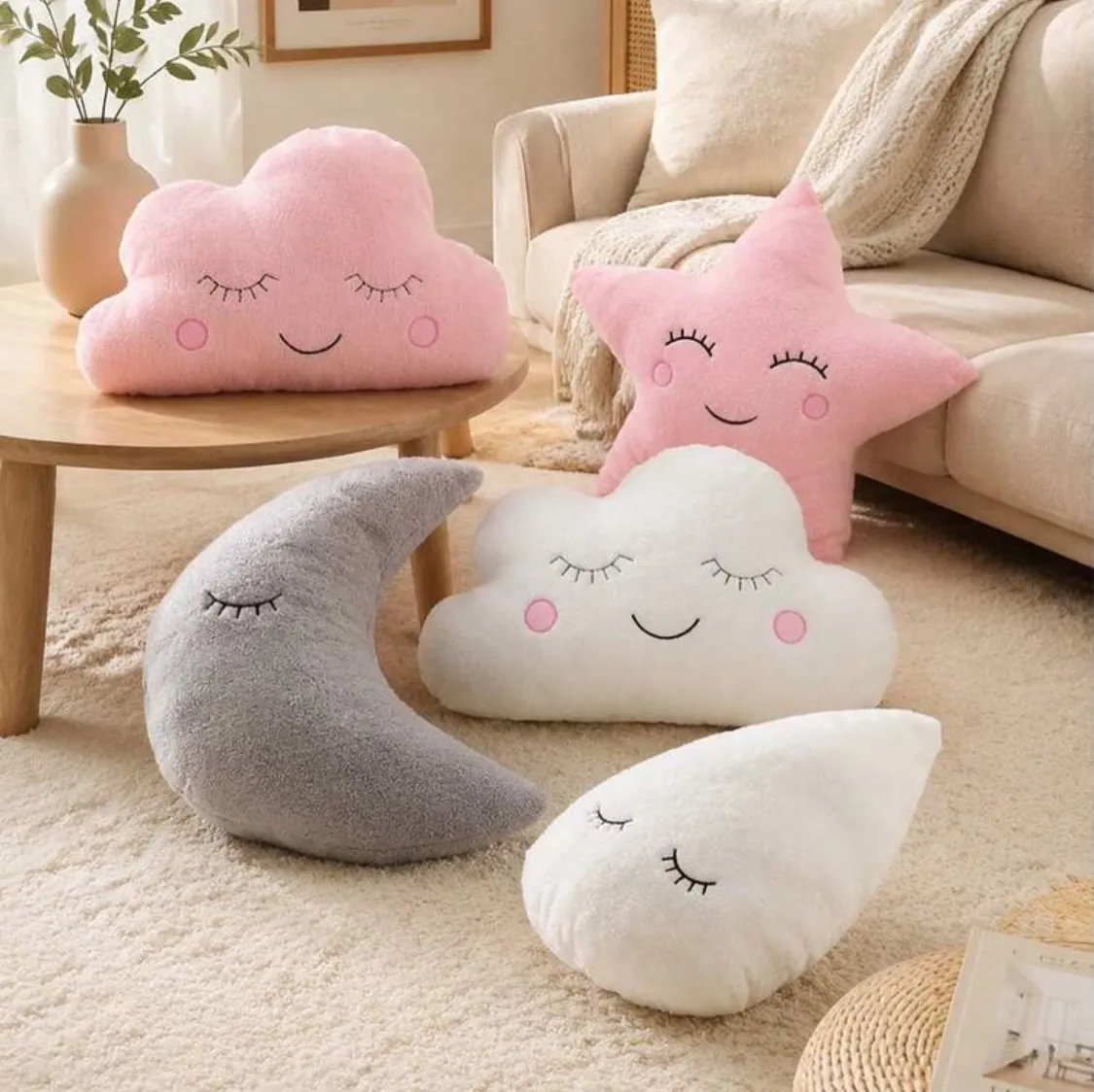 Decorative Plush Pillows (Cloud, Star, Moon)