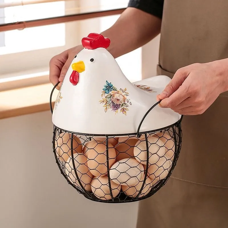 Metal Egg Basket with Lid