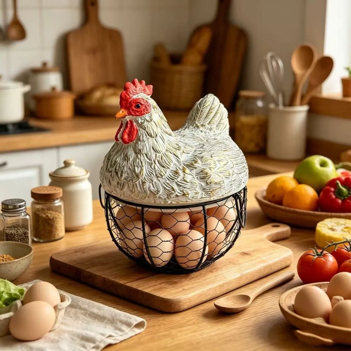 Metal Egg Basket with Lid