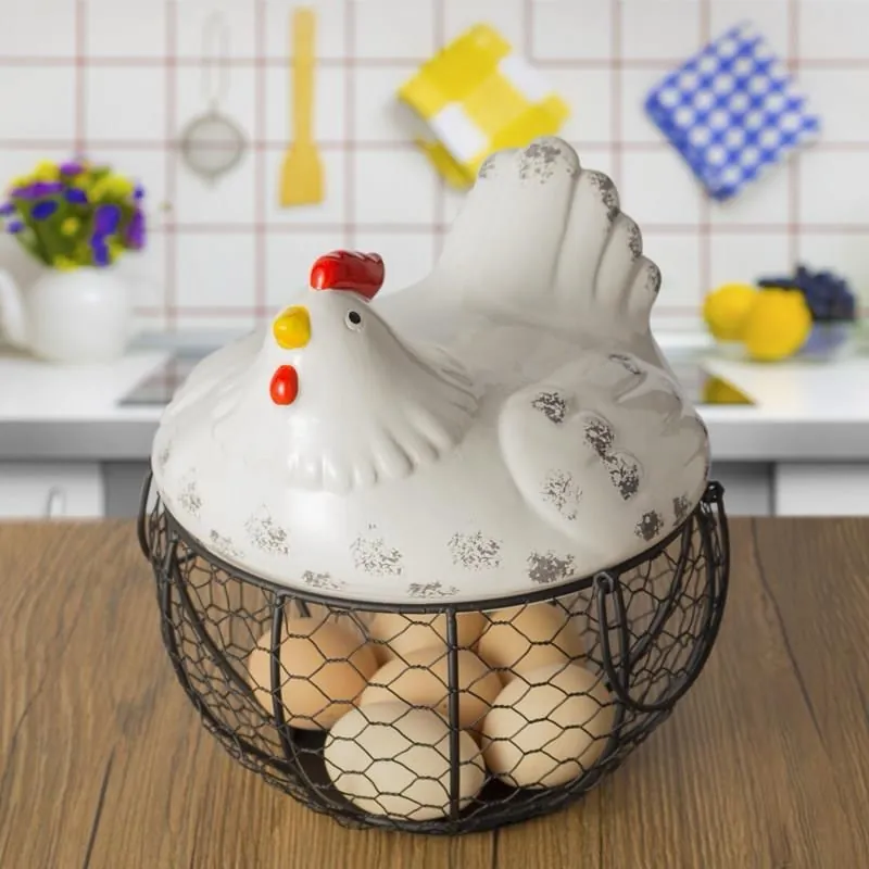 Metal Egg Basket with Lid