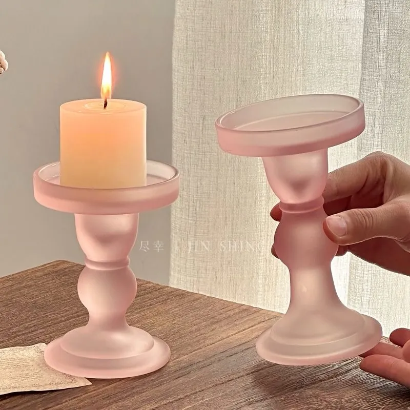 Frosted Pink Candle Holder