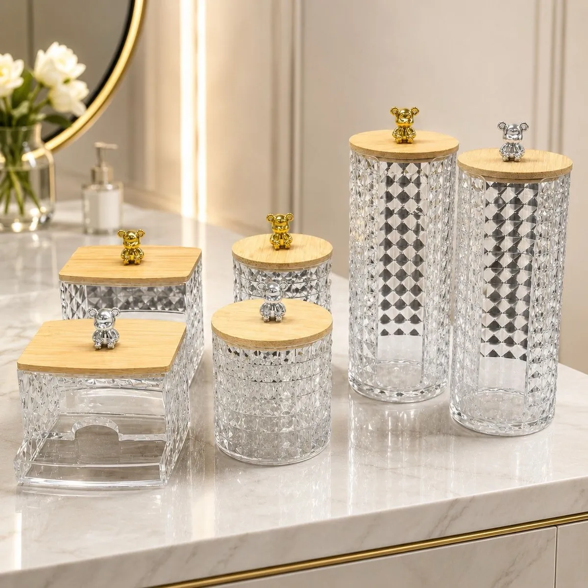 Floral Design Cotton Pad Storage Case