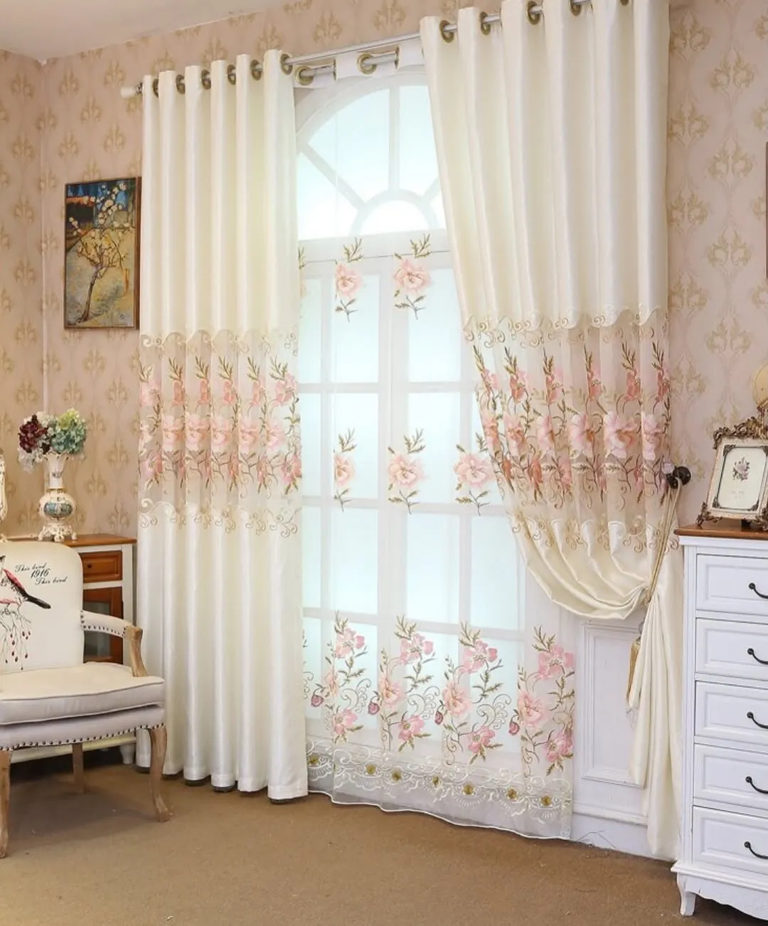 Butterfly Patterned Sheer Curtains