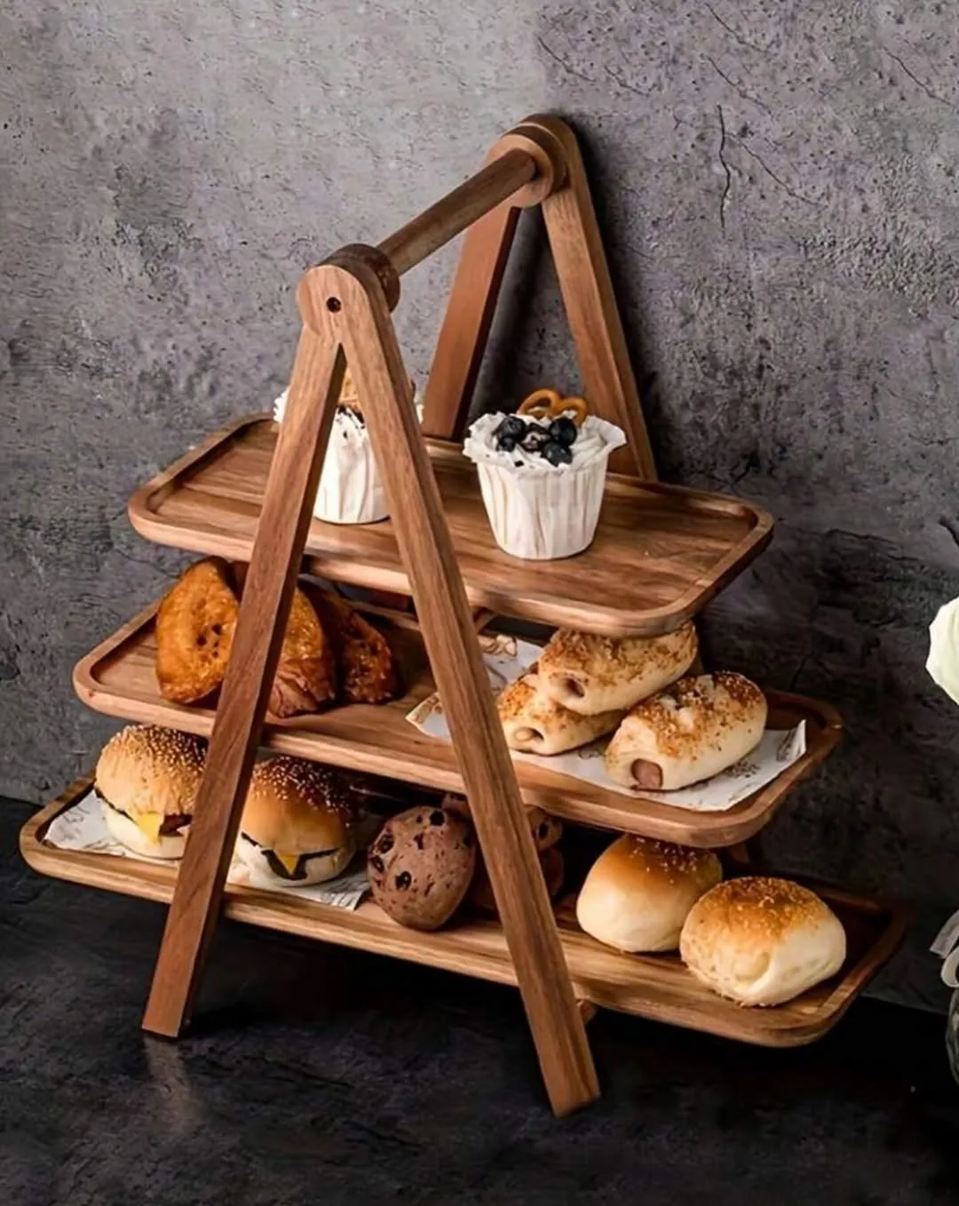 Tiered Bamboo Treat Stand