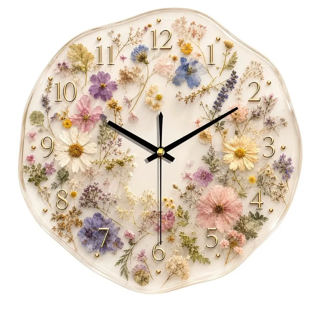 Dried Flower Resin Wall Clock