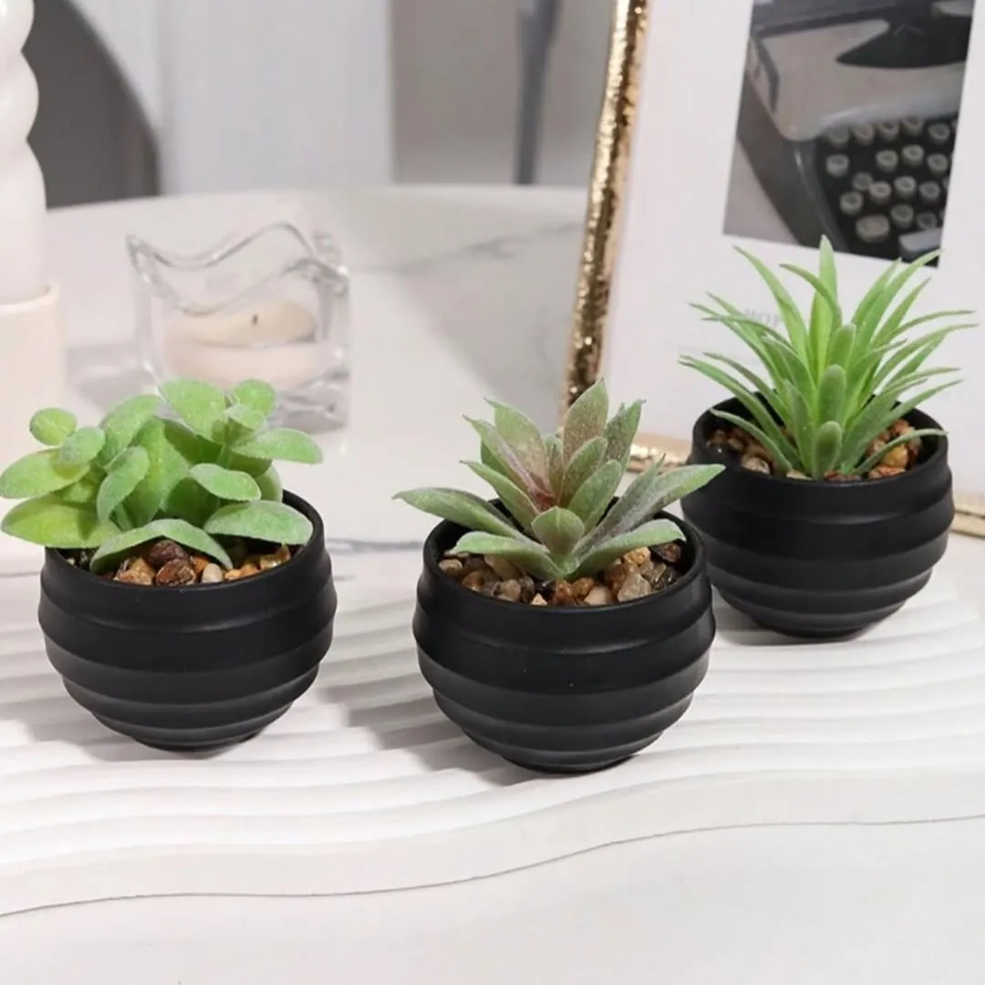 Decorative Artificial Green Plants in White Pots